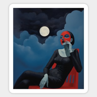 Full Moon Woman Painting Sticker